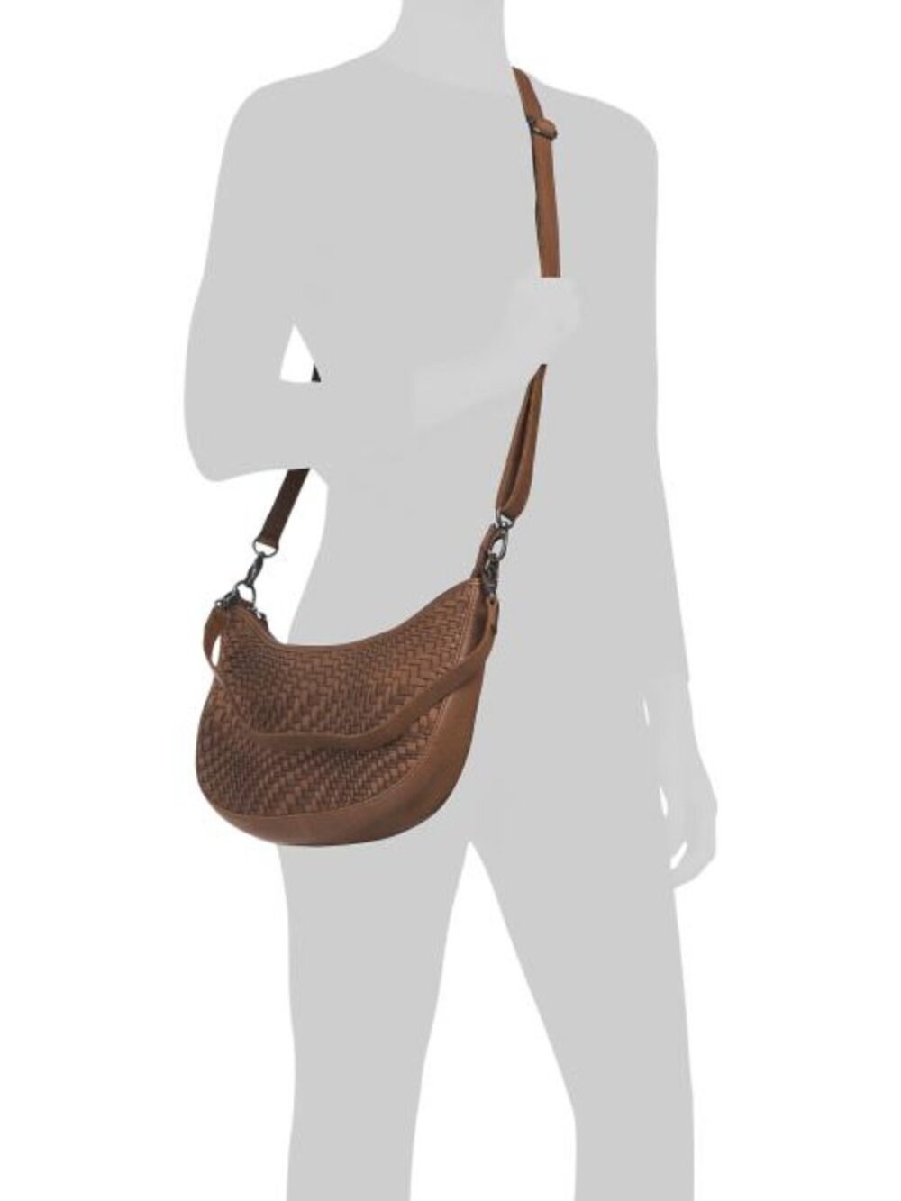 STITCH & HIDE Leather Small Weave Shoulder Bag - Picture 5 of 5
